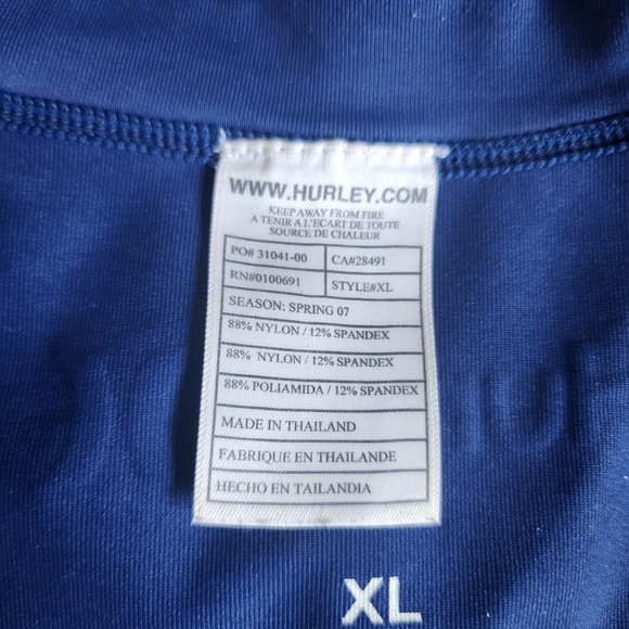 Pre-owned Hurley Navy Blue Rash Guard with Short Sleeves Crew Neck. Size XL - Picture 6 of 10